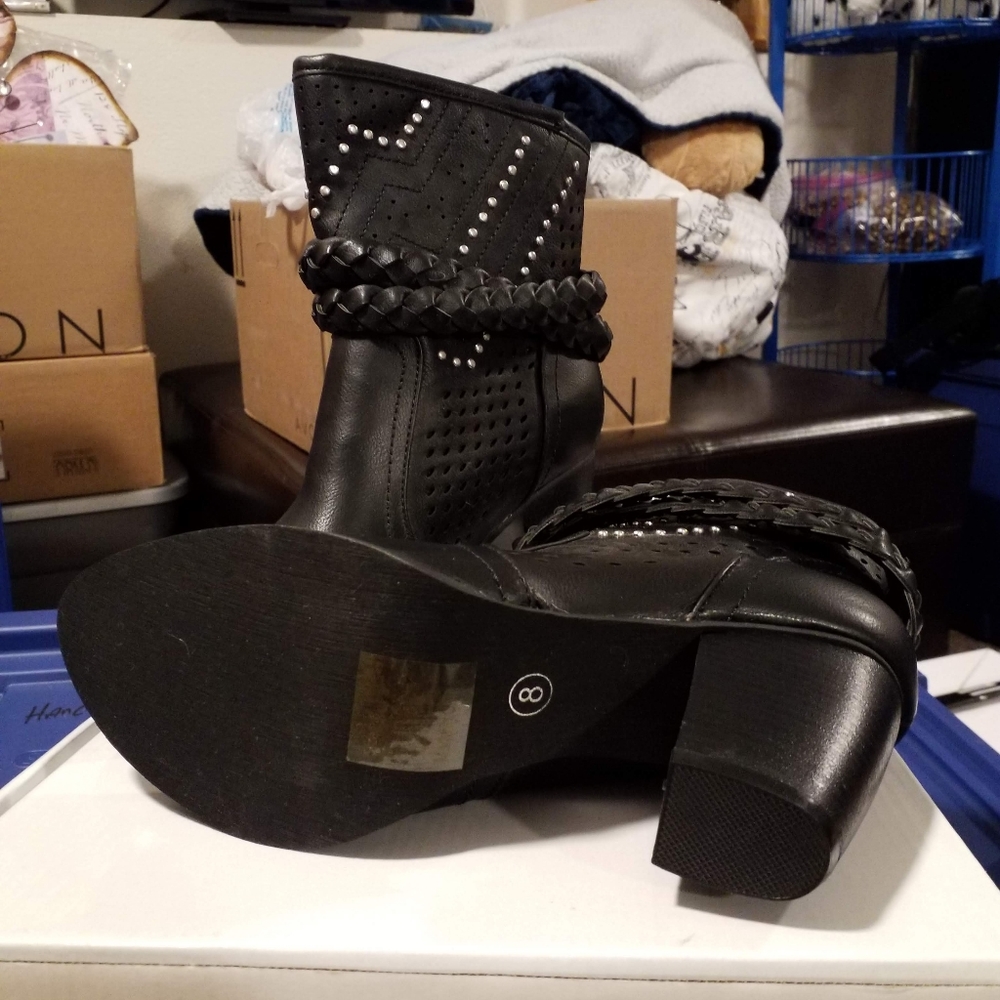 Black Studded Rope Bootie - Picture 6 of 8